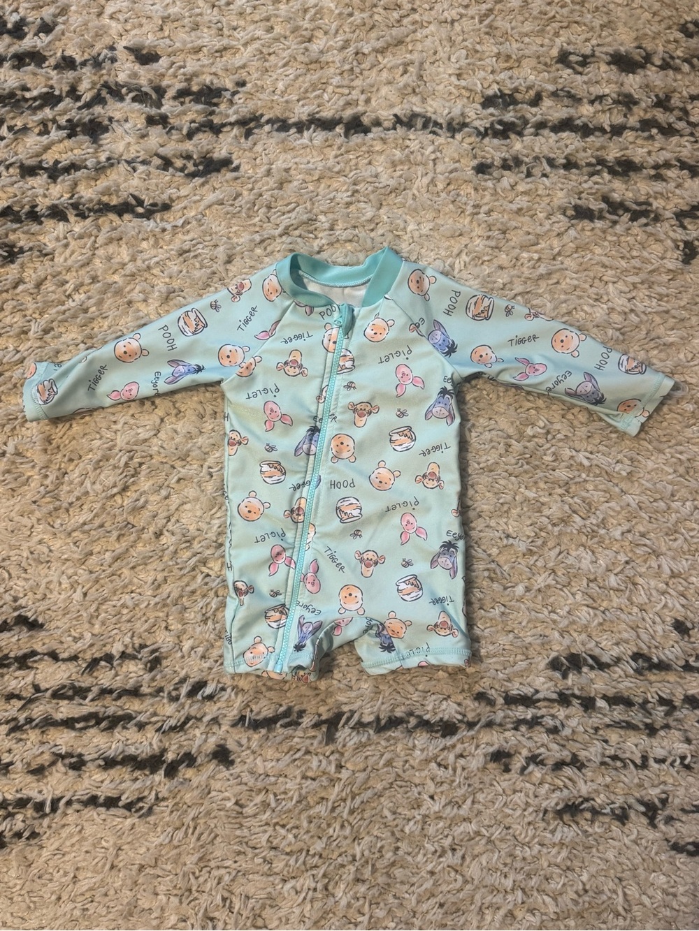 Disney Baby Winnie the Pooh Rashguard Swimsuit, Mint Green Size 6 Months EUC
